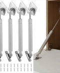 Four Pack 100N Gas Struts For Drop Down Cabinets And Desks, 22Lbs Each, SlowClose 90 Degree Hinges, showing all components