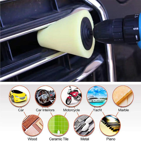 Pro Grade Drill Buffing Kit With 14Pcs Polishing Wheels and Buffing Pads for Automotive Detailing, foam ball on car grille