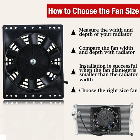Guide on choosing size for 6 Inch Slim Push Pull Electric Cooling Fan Kit with 650 CFM Radiator Oil Cooler Mount
