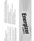Box packaging of Energizer Lights flashlight, side view, displaying product information and barcode.