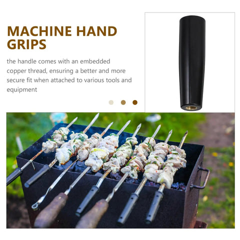 Revolving Handle Knob Grip For BBQ Grills And Woodworking Tools shown above grilled skewers