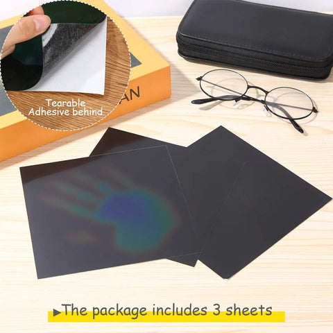 Three Pack Heat Sensitive Sheets 6x6 Inch Color Changing Temperature Sheets For Science Experiments 24 To 34 C Heat Reactive Sheets on table