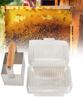 Stainless Steel Comb Honey Cutter And Scraper With Plastic Box Beekeeping Tool shown with honeycomb and boxes
