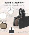 Two Pairs Semi-Metallic Bike Brake Pads For Disc Brakes, copper fiber resin blend, compatible with Shimano and Tektro, close-up
