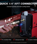 60Amp Non HF Plasma Cutter Dual Voltage 110V 220V With Large LED Display 4 In 1 Cutting Modes Plate Expanded Metal Rust Removal Gouging Plus Air Pressure Detection For Easy Beefed Up Pro Grade Metal Work with 1/4 inch NPT connector being attached