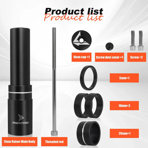 Adjustable 31.8mm Bike Stem Riser With 120 Degree Tilt And 150mm Height Extension Aluminum Handlebar Extender kit contents