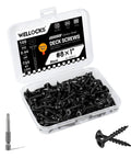 Black Deck Screws For Wood And Outdoor DIY Projects, Rust Proof and Salt Spray Ready, Epoxy Coated With T25 Torx Bit Included