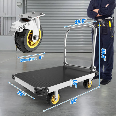 Heavy Duty Platform Truck With Solid 2500 Pound Capacity And Foldable Steel Flatbed Cart Made To Roll Heavy Loads Without The Drama For Warehouse Moves Or Daily Errands