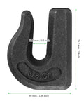 Eight Pack Three Eighths Inch Weld On Grab Chain Hook, 6600 Lbs Capacity Grade 70 U Type Weldable Tow Hook, heavy-duty black construction.