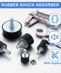M5 Rubber Mount Isolator 15x10mm Cylindrical Anti Vibration Dampener With Lock Nuts For Auto Bobbin Generator And Air Compressor Setups Zinc Plated M5 Thread Size For Easy Fit And Secure Lock Nuts, rubber shock absorber with threaded stud
