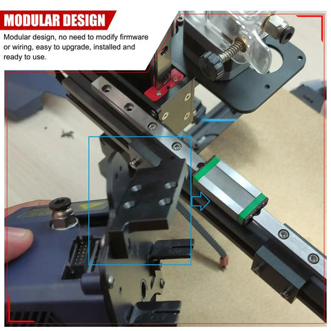Close-up of the Linear Rail Guide Kit For Neptune 3 MAX And Neptune 4 MAX Upgrade showing modular design and installation
