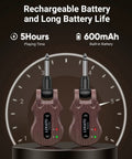 5.8GHz Wireless Guitar System With 24-Bit Audio Transmission, brown plugs with 220° rotatable jack, rechargeable battery