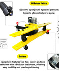 Oil return switch and casters on the Heavy Duty 110V Electric Hydraulic Pipe Bender With 21 Ton Force And 10 Precision Dies.