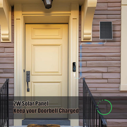 2W Solar Panel For Blink Outdoor 4 Camera And Video Doorbell USB C Solar Charger Mounted on Wall Near Doorbell