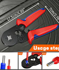 All In One Ferrule Crimping Tool Kit With Self Adjusting Ratchet Plier 800 PCS Wire Ferrules AWG 23 To 7 0.25-10mm2 with steps