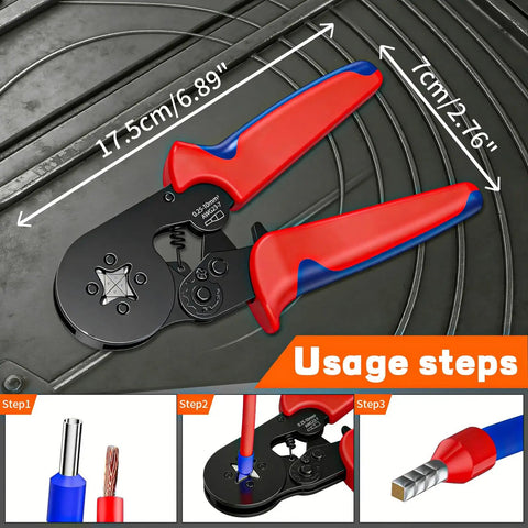 All In One Ferrule Crimping Tool Kit With Self Adjusting Ratchet Plier 800 PCS Wire Ferrules AWG 23 To 7 0.25-10mm2 with steps