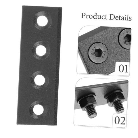 Black Metal Barn Door Track Connector Set For Sliding Barn Door Hardware with flat repair plates and bolts close-up