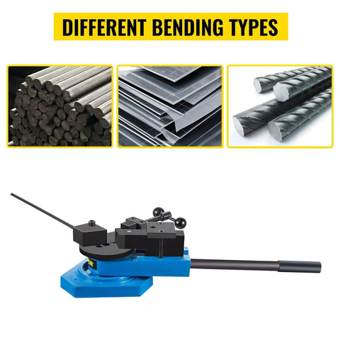 Heavy Duty Manual Bender For Steel And Metal Rods With Adjustable Radius And Angle Pro Grade Scroll Bender For Steel Brass Copper Aluminum Perfect For Home Shop And Industrial Projects, angle radius scroll bending types shown