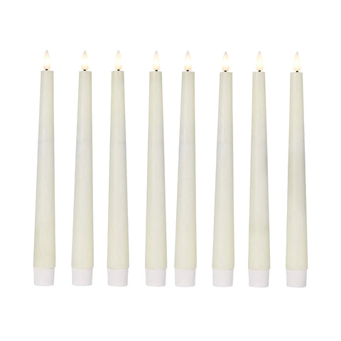 TruGlow Ivory Real Wax 8.6 Inch Flickering Flameless LED Taper Candles Set of 8 With Remote Control Battery Operated Warm White Light Handmade Look For Cozy Vibes Ambience and Decor