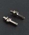 10 Sets Replacement Eyewear Hinges For Glasses And Sunglasses With Spring Hinges Alloy Silver Tone displayed on a textured surface