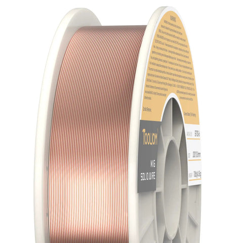 0.030 Inch ER70S-6 MIG Welding Wire 10Lb Spool For Solid Carbon Steel, 0.8mm, on plastic spool, side view