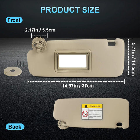 Beige Sun Visor For Chevy Cruze 2011 2019 Left Driver Side With Mirror No Light Replacement Part 84126657 dimensions