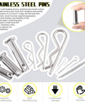 122 Piece Clevis Pin And Cotter Pin Kit All In One With 15 Sizes In 304 Stainless Steel Includes M4 M6 M8 Single Hole Clevis Pins