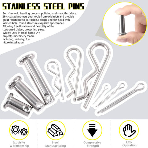 122 Piece Clevis Pin And Cotter Pin Kit All In One With 15 Sizes In 304 Stainless Steel Includes M4 M6 M8 Single Hole Clevis Pins