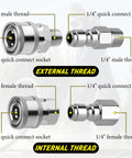 Qoroos stainless steel 1/4 inch quick-connect pressure washer fittings kit, 4 sets with external and internal threads