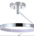 Chrome 17.5 Inch 1 Light Metal Semi Flush Mount Light With Integrated LED For Bathroom Ceiling, minimalist design