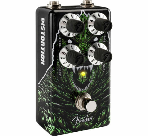 Kaiju Godzilla Distortion Pedal with active treble and bass EQ for guitar, black aluminum body, top-mounted jacks