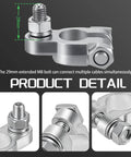Top Shelf Military Spec Battery Terminal Connectors Featuring Pure Copper Build And Rust Proof Washers Built Tough For Trucks Cars And Marine Rigs With Secure Covers, close-up of M8 bolt connector.