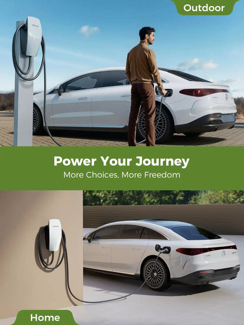 Plug And Play Tesla To J1772 Charging Adapter With Solid 80 Amp Build for outdoor vehicle charging at home garage and driveway.