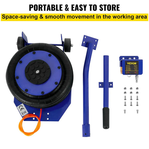 Beefy Triple Bag Air Jack 3 Ton Lift For Cars, Fast 3 To 5 Second Lift Up To Fifteen Inches, 6600 Lb Capacity, components display