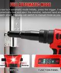 Top Tier Cordless Rivet Gun With Dual 26V Batteries And Fast Charger For Pulling Steel Aluminum Rivets On RV Boats Downspouts And Auto Repairs Automatically Setting Sizes, auto mode