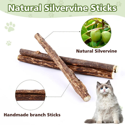27 Pack Catnip Chew Toys For Cats With Cotton Sisal Rope And Natural Silvervine Sticks, dental care showing silvervine sticks