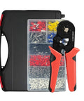 All In One Ferrule Crimp Tool Kit With 1800 Ferrules For AWG 23 To 7 Wire Sizes 0.5 To 10 Square Millimeters, Self Adjusting Ratchet Crimper Pliers