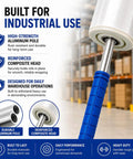 Heavy Duty 48 Inch Stretch Film Dispenser Pole Holder Long Handle For Easy Pallet Wrapping Back Saver Workhorse Ergonomic Tool Fits 12 To 20 Inch Film Rolls With 1.5 To 3 Inch Core Ideal Warehouse Packaging, aluminum pole