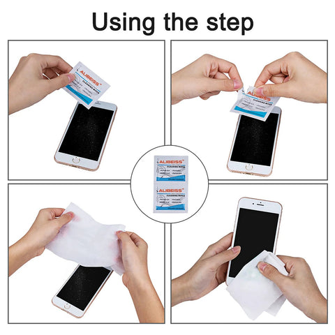 Pre-moistened lens wipes ALIBEISS, 100-count pack for glasses, cameras, tablets and phones