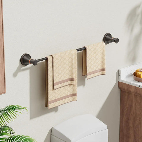 Adjustable Bronze 16 to 26 Inch Towel Bar Rack for Bathroom Wall Mounted Towel Holder Retractable Rod Hanger, Oil Rubbed Bronze