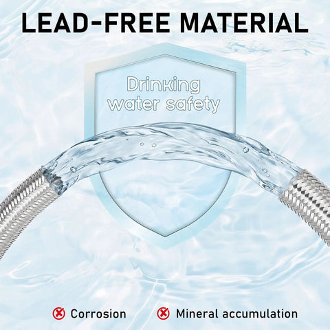 Three Quarters Inch Flexible Water Heater Hoses Kit 24 Inch Stainless Braided Connectors water safety feature