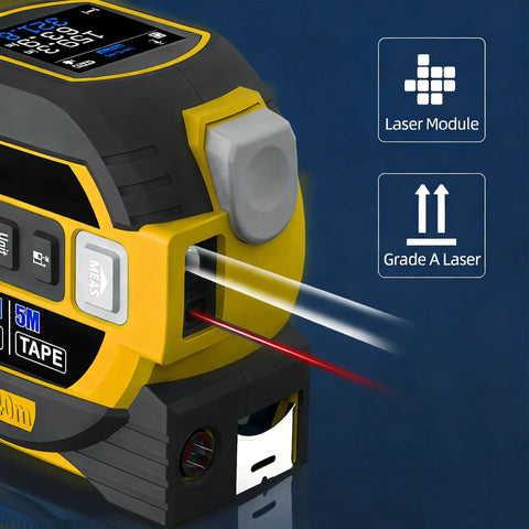 Heavy Duty 3 In 1 Digital Laser Tape Measure With Bright Lcd Backlight And Auto Lock Lever Building Tough As Nails With Pinpoint Accuracy Spanning 262 Feet While Storing Measurements For Quick Layouts That Actually Nail It Every Single Time