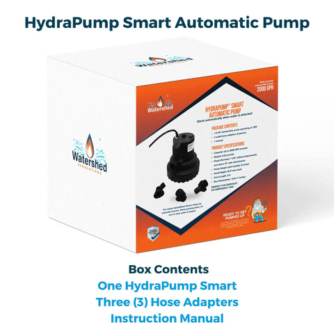 Smart Submersible Water Pump With HydraDetect Auto Operation Portable Electric Pump packaging and contents display