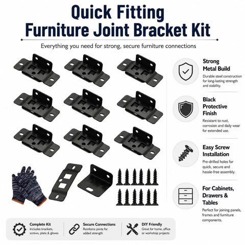10 Pack L Shape Stainless Steel Right Angle Corner Brackets With Screws Interlocking Hidden Furniture Connectors Kit
