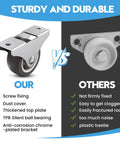 1.5 Inch Fixed Caster Wheels Low Profile TPR Rubber Casters For Furniture Drawers Storage Boxes Includes Silver Hardware comparison image