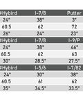 Gold TP JR Junior Golf Club Set For Kids Right Handed 56 To 63 Inches Black Lightweight Clubs Specification Chart