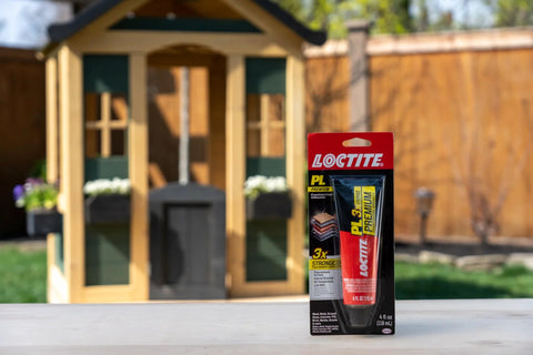 Loctite PL Premium polyurethane construction adhesive, 4 oz squeeze tube, front view.