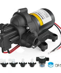 12V RV Water Pump Diaphragm 4 GPM At 45 PSI Quiet Fresh Water Pump with fittings and wires for RV Camper Boat Marine