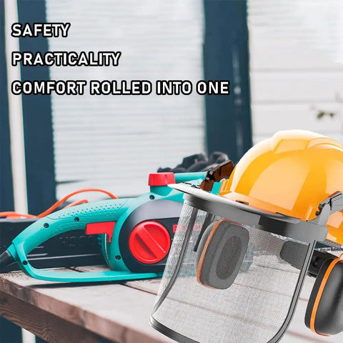 All In One Industrial Forestry Safety Helmet With Adjustable Mesh Face Shield And Ear Muffs for Chainsaw Use