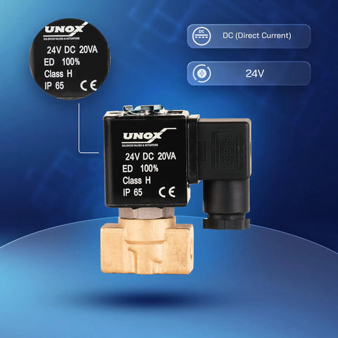 Brass 1/4 Inch NPT Solenoid Valve 24V DC Normally Closed Workhorse Built To Last With 0-232 PSI Range shown in product display